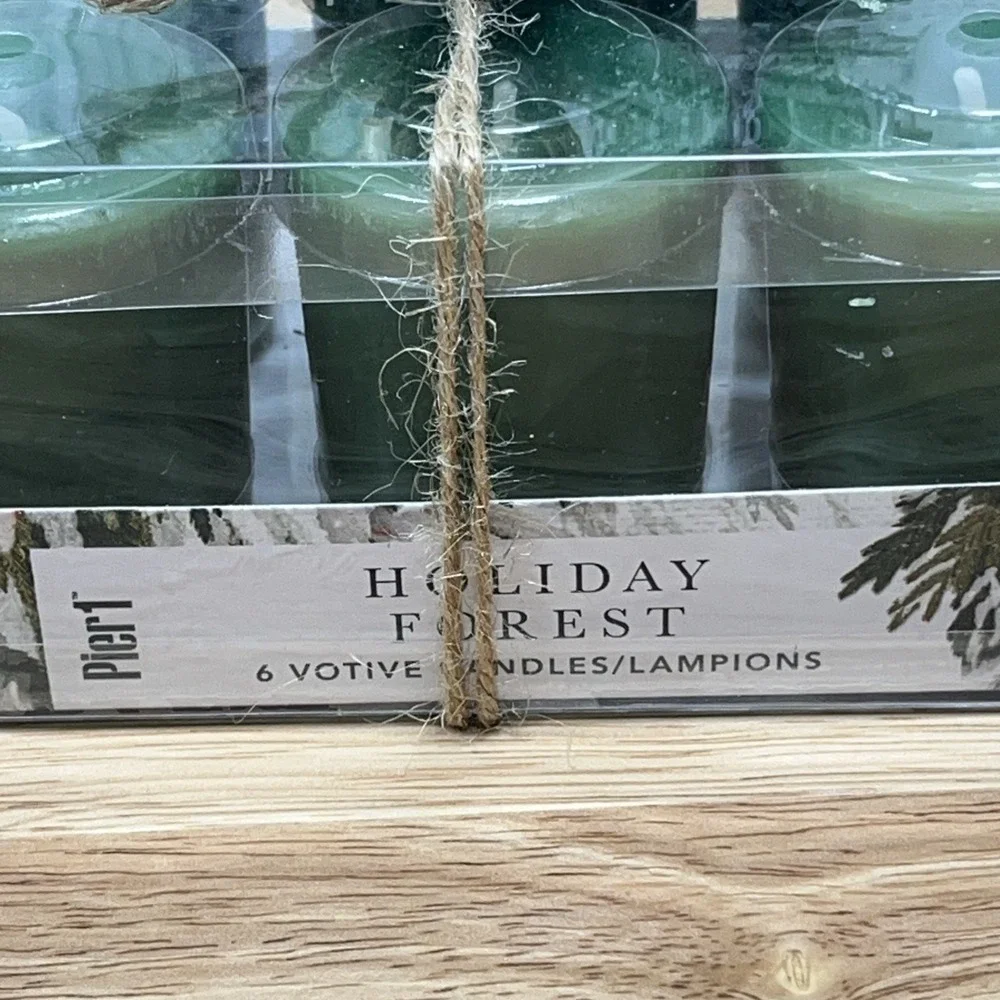 Pier 1 Imports Green Holiday Forest Votive Christmas‎ Candles 6 Pack New Sealed